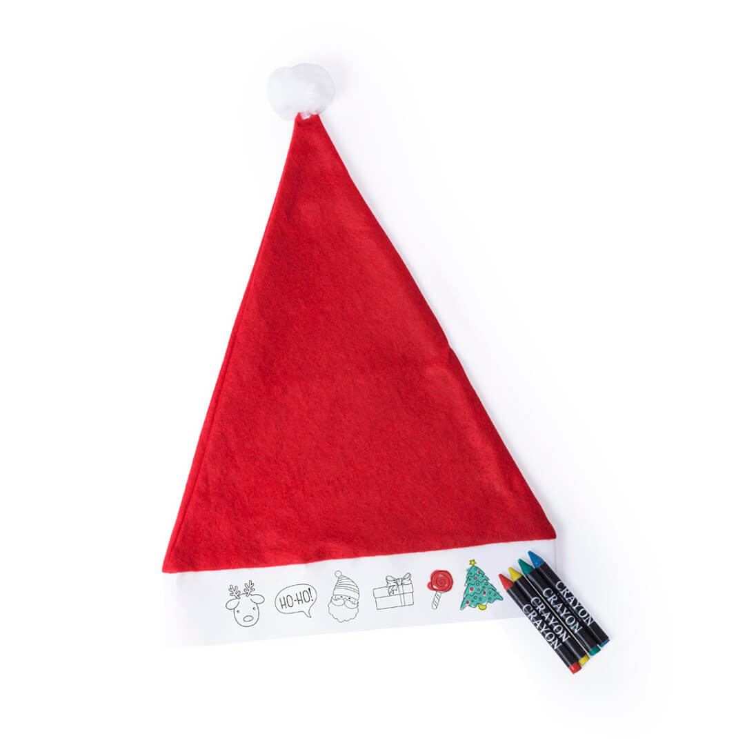 Gorro de Papá Noel para Niño con Ceras para Colorear