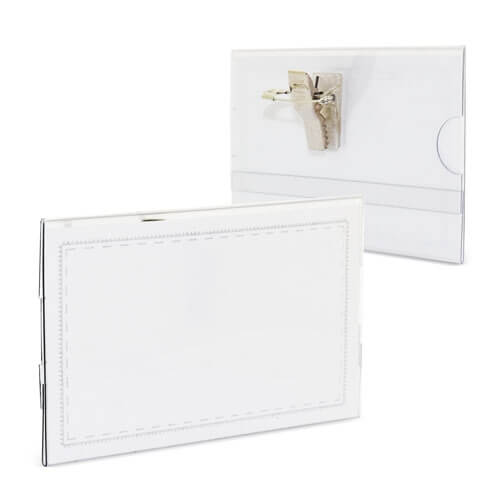 Identificador Transparente con Pinza e Imperdible