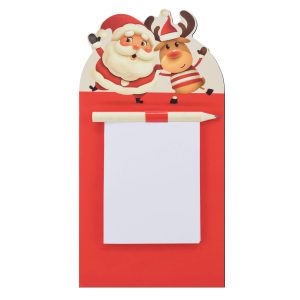 Libreta Navideña Imantada con Lápiz – Diseño de Papá Noel y Reno