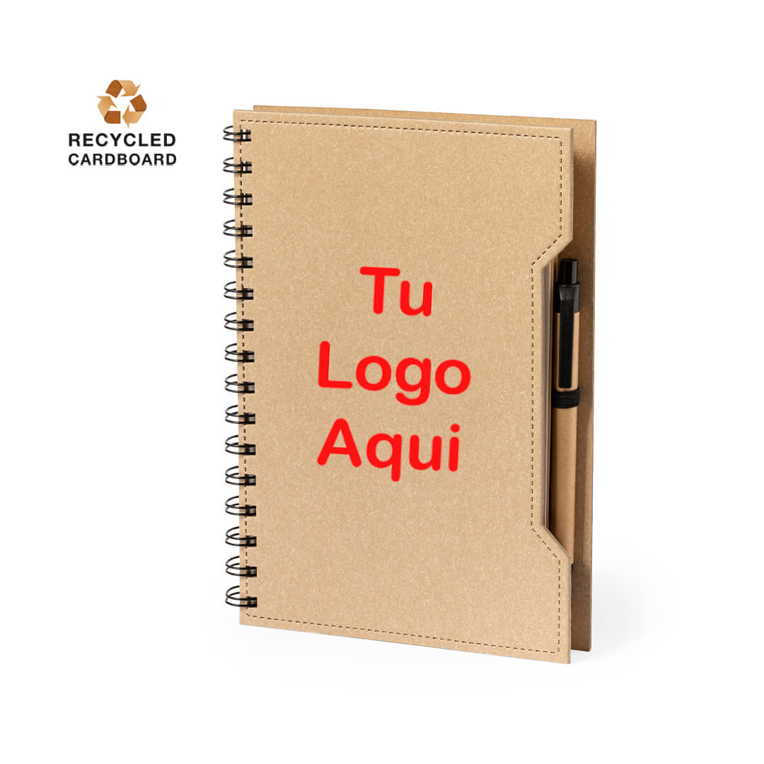 Set de Bloc de Notas en Cartón Reciclado con Bolígrafo - Imagen 2