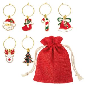 Marcadores de copa Navidad (pack 6) con bolsa 7,5×10